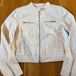 Sanctuary Off-White Long Sleeve Full Zipper Women’s Sz Small Short Jean Jacket